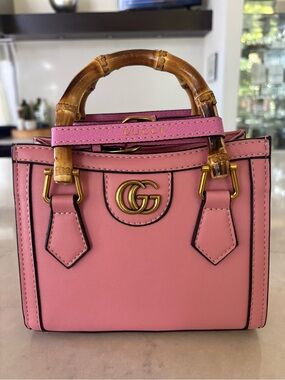 Pink Mini Bamboo Top-Handle Crossbody Bag